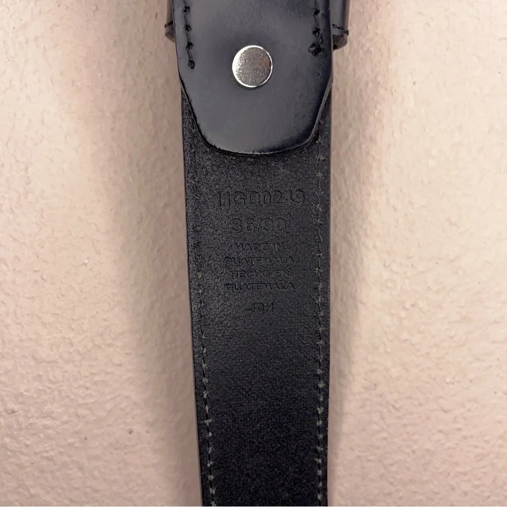 Size 36 Dickies Black Leather Belt Classic Silver Buckle